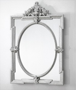 Lustro stylowe srebrne 66x103