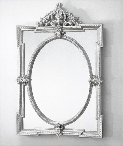 Lustro stylowe srebrne 66x103