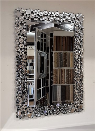Prostokątne lustro z kryształową ramą 60x90