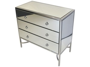 Komoda lustrzana z elementami srebrnej stali nierdzewnej