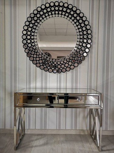 Okrągłe lustro w stylu glamour 120x120