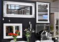 Lustro z białą ramą zdobioną srebrnym ornamentem 80x180