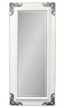 Lustro z białą ramą zdobioną srebrnym ornamentem 80x180