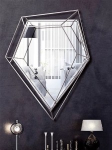 Nowoczesne designerskie lustro  z elementami stali 90x140
