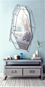 Nowoczesne designerskie lustro z elementami stali 78x127