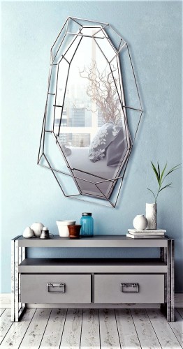 Nowoczesne designerskie lustro z elementami stali 78x127