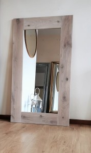 Prostokątne lustro w oprawie dąb natur bielony 80x140