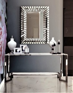 Prostokątne lustro z efektowną ramą lustrzaną 90x120