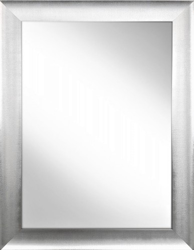 Dekoracyjne lustro z ramą o strukturze srebrnej stali szczotkowanej 64x84