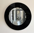 Okrągłe lustro z ramą czarny połysk 100x100