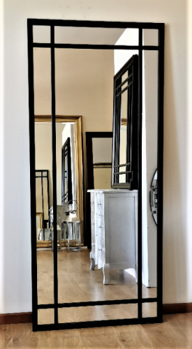 Duże ekskluzywne dębowe lustro loftowe czarne 80x180