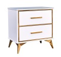 Elegancka biało złota szafka nocna ze szklanym blatem 60x40x61