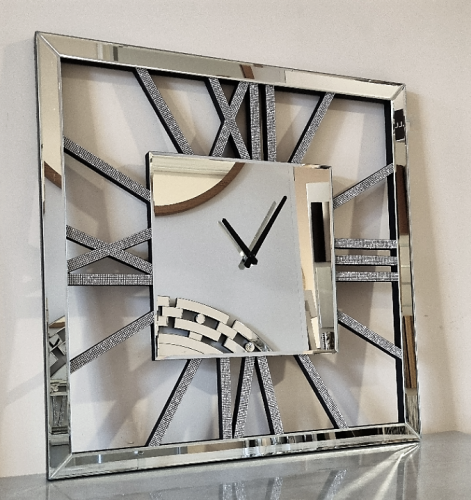 Unikatowy zegar lustrzany do salonu 60x60