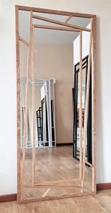 Prostokątne lustro w nowoczesnej dębowej oprawie 180x80