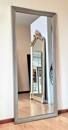 Duże lustro do przedpokoju w srebrnej ramie 73x183