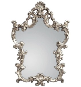 Stylowe lustro na ścianę w srebrnej ramie 76x110