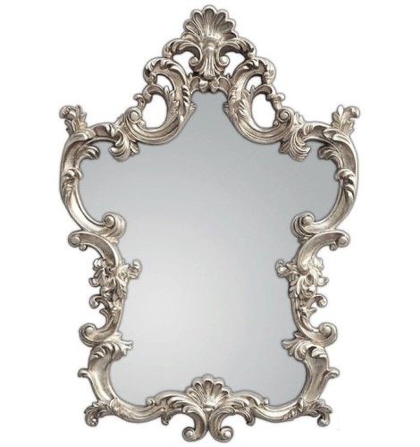 Stylowe lustro na ścianę w srebrnej ramie 76x110