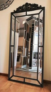 Lustro do przedpokoju ze stylową ramą lustrzaną czarną 80x177