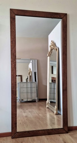 Klasyczne lustro z ramą dębową ciemny orzech 90x190