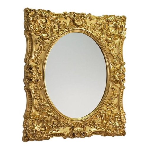 Ozdobne lustro w złotej brokowej oprawie 100x120