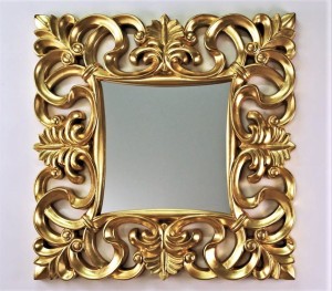 Lustro złote w zdobionej ramie 100x100