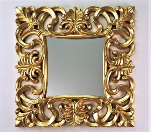 Lustro złote w zdobionej ramie 100x100