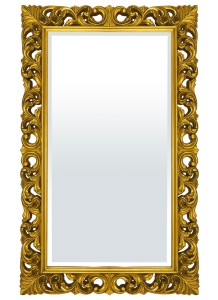 Prostokątne duże lustro w pięknej złotej ramie