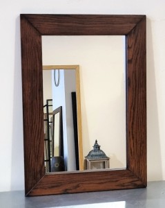 Lustro z ramą drewnianą dębową ciemny orzech 50x70