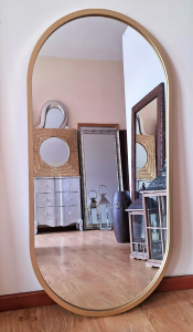 Lustro owalne złote 60x120 idealne do łazienki, przedpokoju