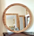 Okragłe lustro w ramie naturalny dąb 80 cm