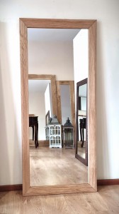 Lustro rama skośna dąb naturalny 80x180