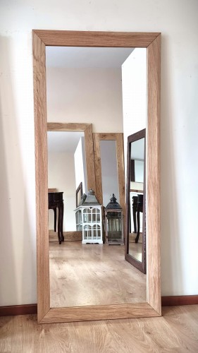 Lustro rama skośna dąb naturalny 80x180