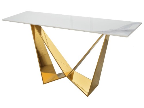 Elegancka konsola ze złotej stali i białego marmuru