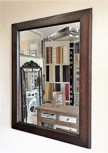 Lustro z ramą drewnianą fazowaną ciemny orzech 60x80