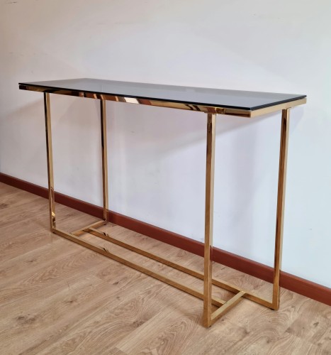 Prosta nowoczesna konsola złoto grafitowa 120x78x40