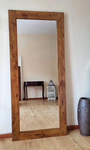 Ekskluzywne lustro dębowe do przedpokoju Natur Orzech Średni 80x180