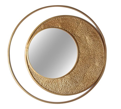 Złote lustro dekoracyjne z ramą metalową 80/40