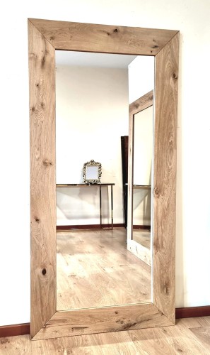 Duże lustro do przedpokoju w ramie dębowej olejowanej 90x190