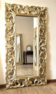 Złote ażurowe lustro wiszące 93x170