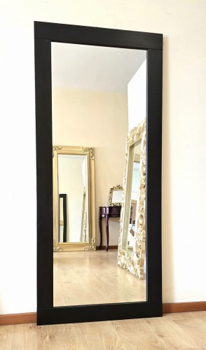 Lustro w prostej ramie dębowej czarne 80x180