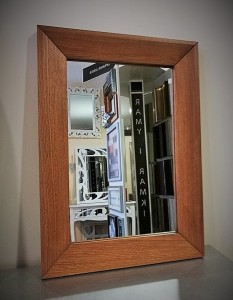 Lustro do łazienki rama dębowa w kolorze teak 50x70
