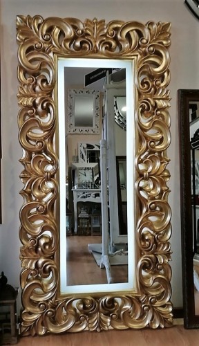 Stylowe lustro led złote 90x180