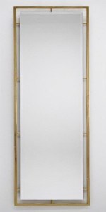 Prostokątne lustro z ramą ze złotej stali nierdzewnej 62x180
