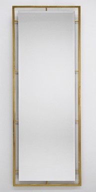 Prostokątne lustro z ramą ze złotej stali nierdzewnej 62x180