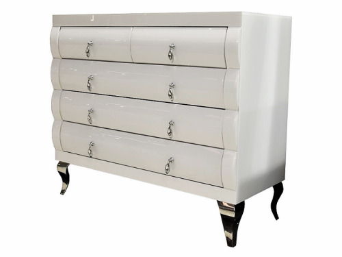 Urocza komoda z białego szkła 100x42x86