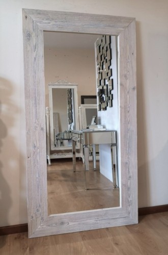 Lustro w starej ramie drewnianej bielone 90x170