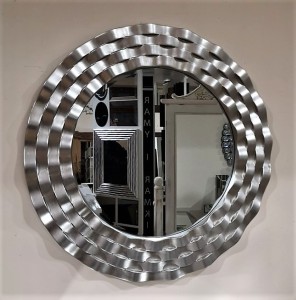 Okrągłe lustro z srebrną ramą 90x90