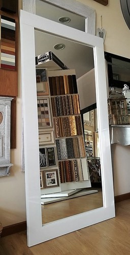 Proste lustro z ramą szklaną białą 80x170