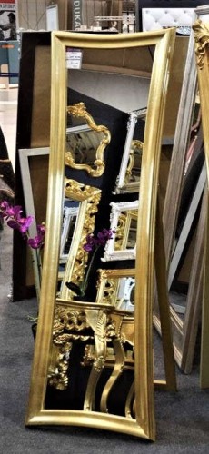 Lustro stojące w złotej drewnianej ramie 54x170