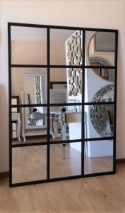 Duże lustro okno czarne 130x170